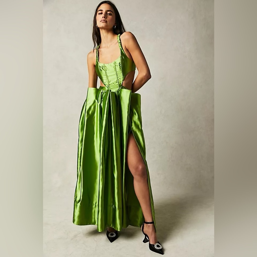 Free people green gown open side slid size M
